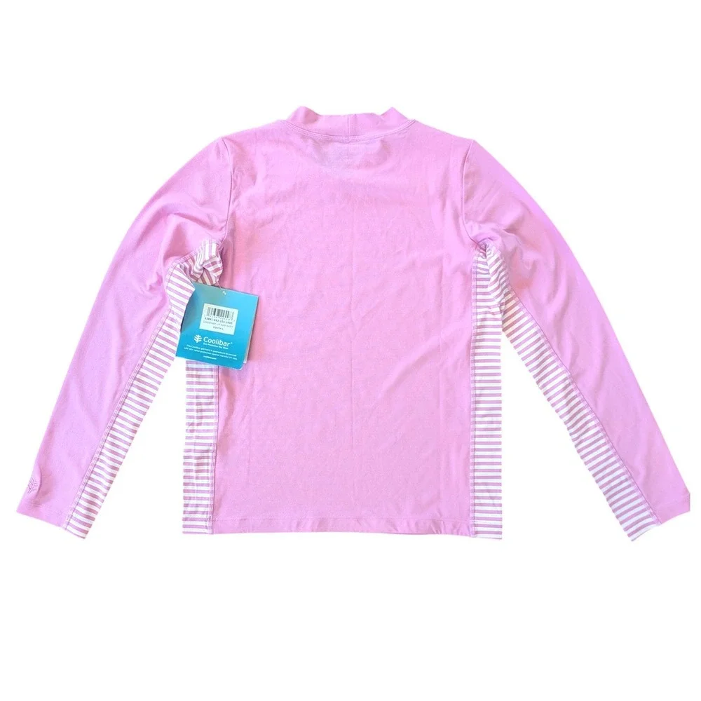 Coolibar Sandshark Youth L Pink Long Sleeve UPF 50 Sun Protection Surf Shirt NEW